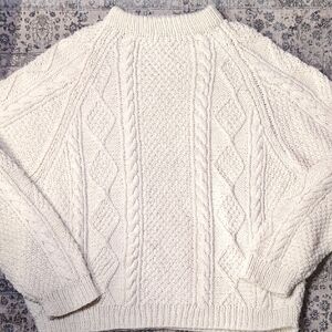 Handmade No Tags Vintage Cream Cable Knit Sweater